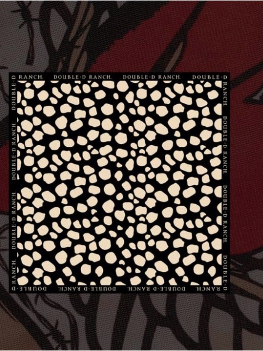 New Double D Ranch Cowboy Graffiti Black and Cream Spot Print scarf